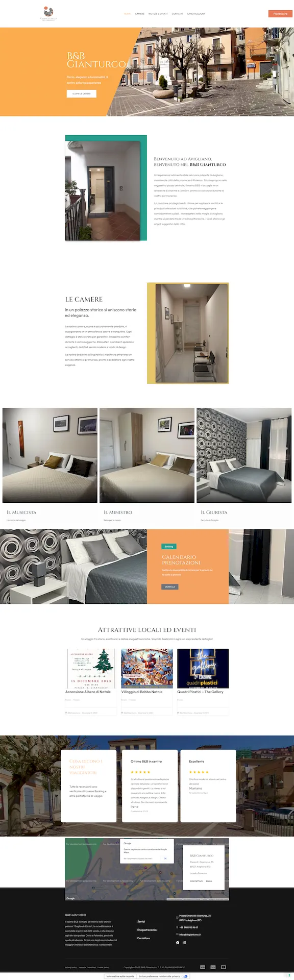 Screenshot sito B&B Gianturco