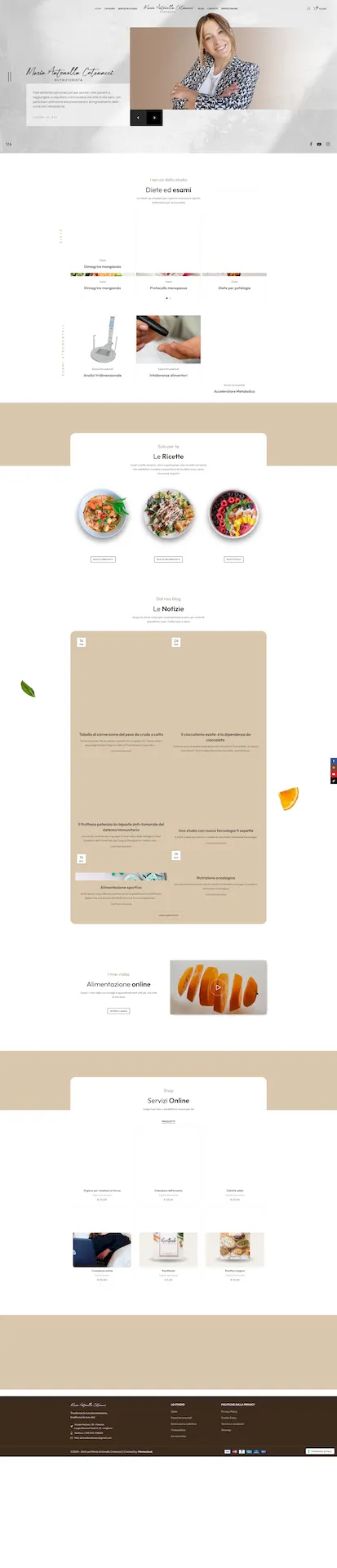 Screen shot sito nutrizionista Catenacci