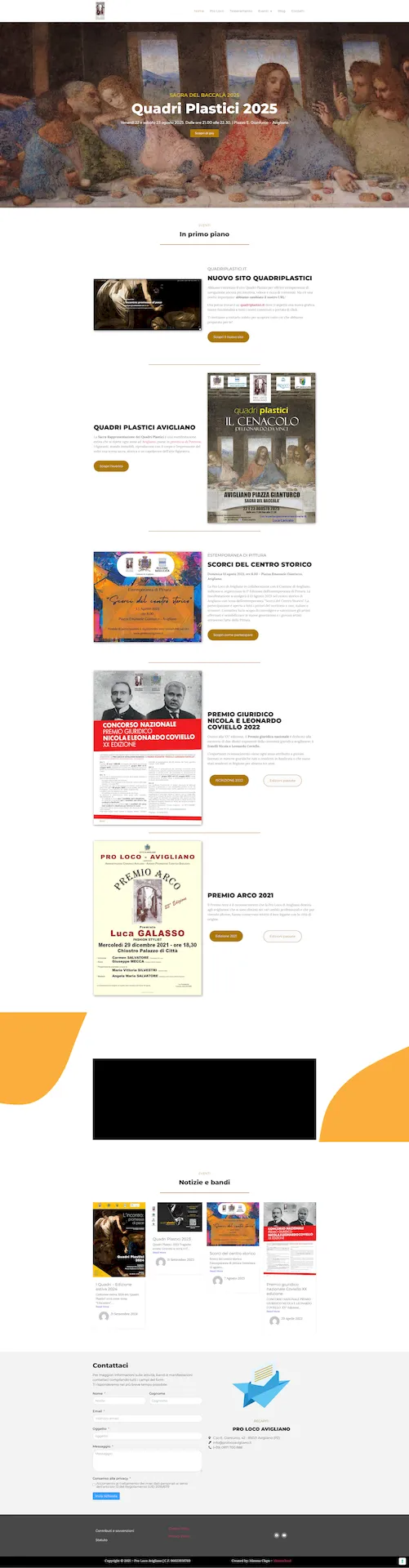 Screen shot del sito Pro loco Avigliano