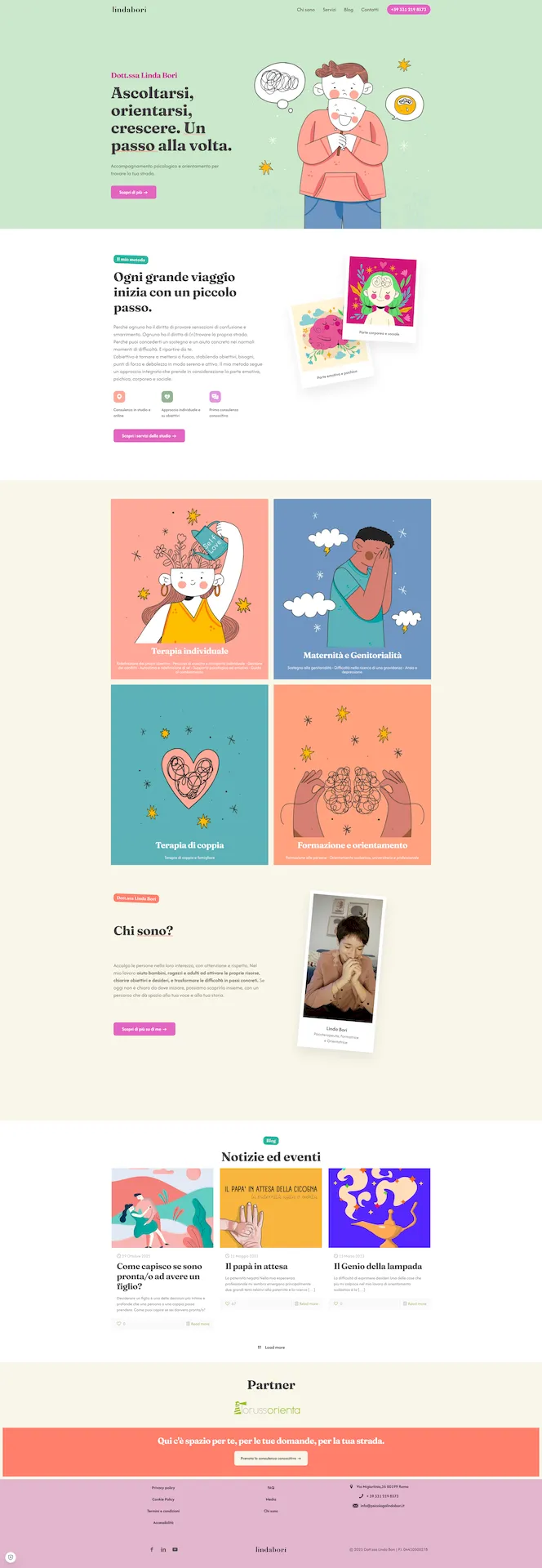 Screenshot sito Psicologa Linda Bori