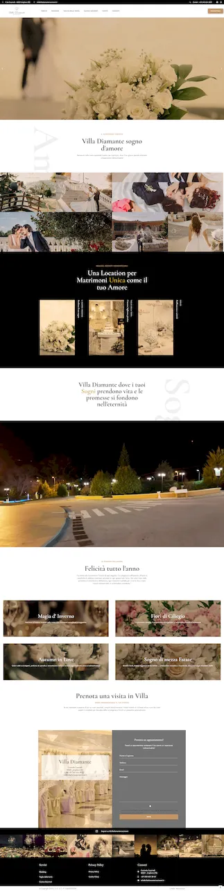 ScreenShot sito Villa Diamante Ricevimenti Avigliano